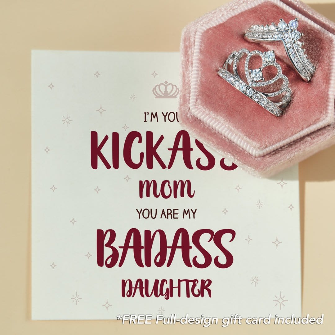 Mother's Day Gift Crown Rings for Kickass mom and Badass Daughter Ring MelodyNecklace
