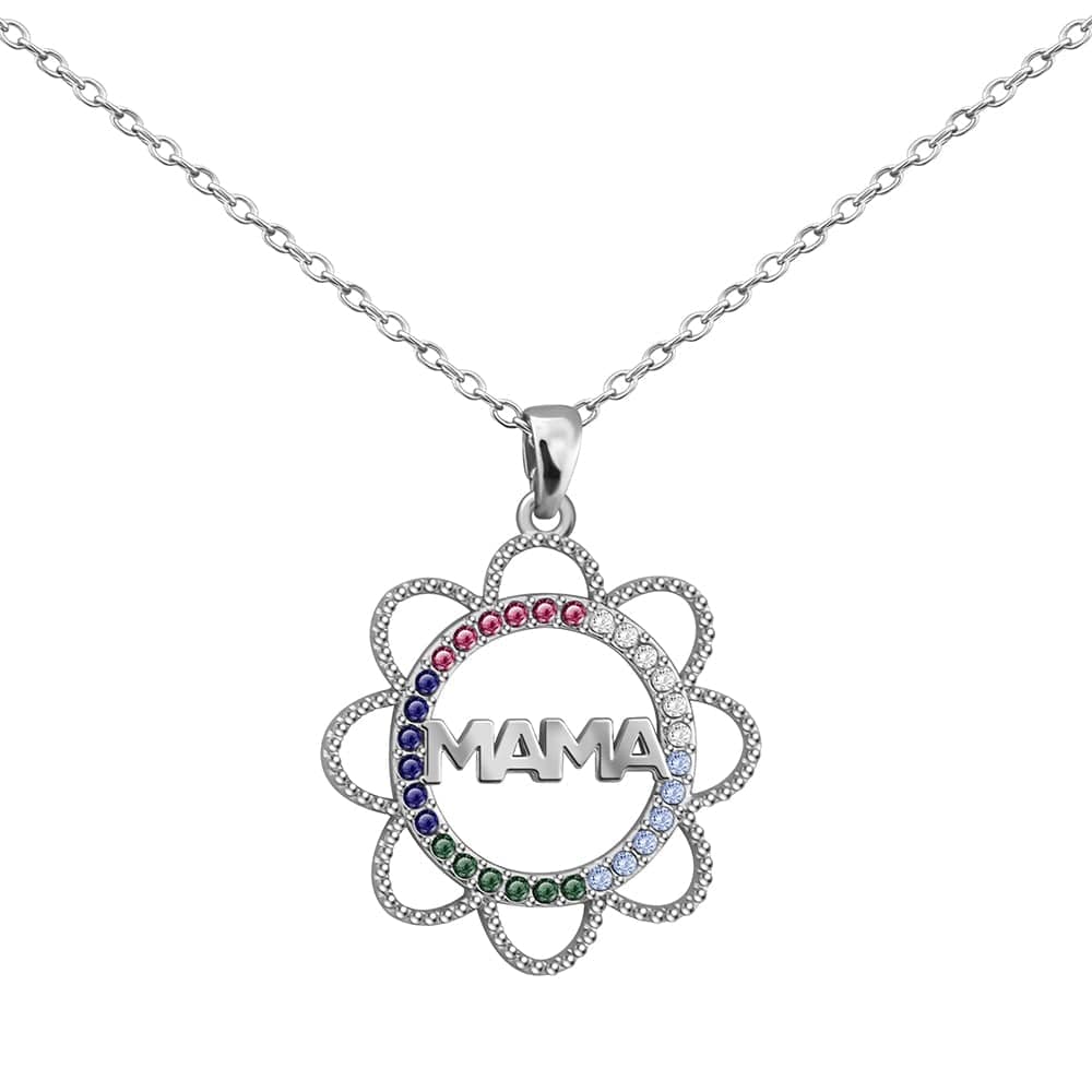 Mother's day gift MAMA Sunflower Necklace Silver Mom Necklace MelodyNecklace