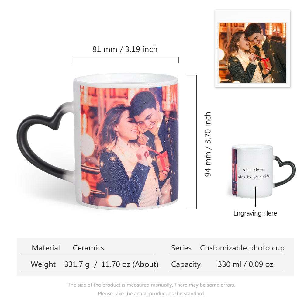 Mother's Day Gift Personalised Magic Color Change Mug Heart Custom Photo Cup-Engravingift