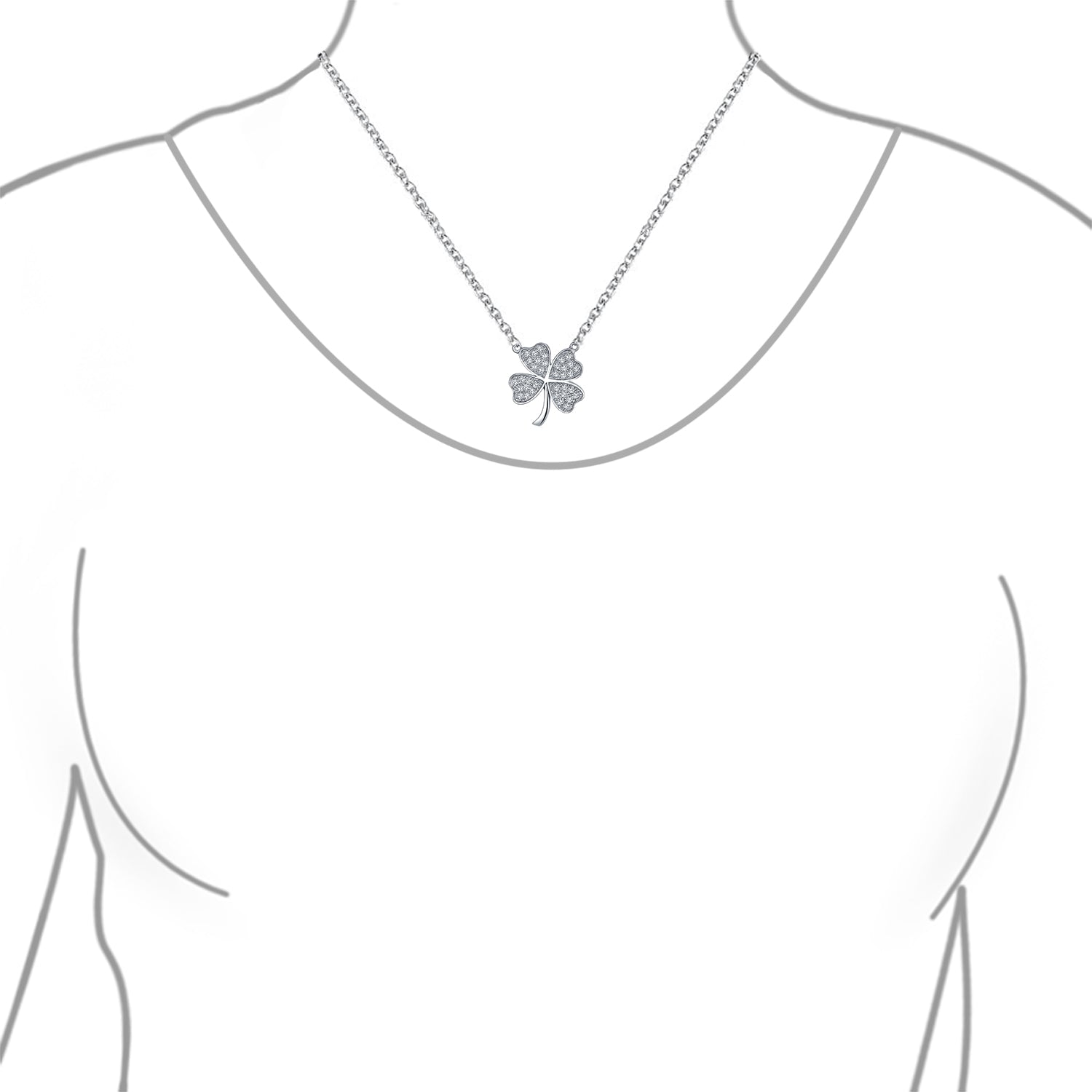Graduation Gift Four Leaf Clover Shamrock Charm CZ Pendant Necklace-Engravingift
