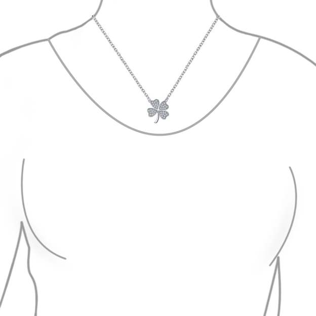 Graduation Gift Four Leaf Clover Shamrock Charm CZ Pendant Necklace-Engravingift