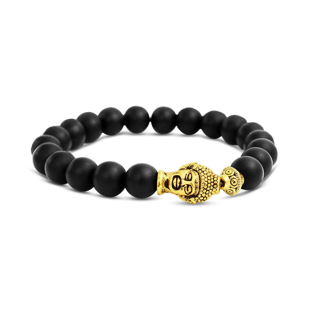 Spiritual Angel Wings Buddha Charm Gemstone Bead Stretch Bracelet