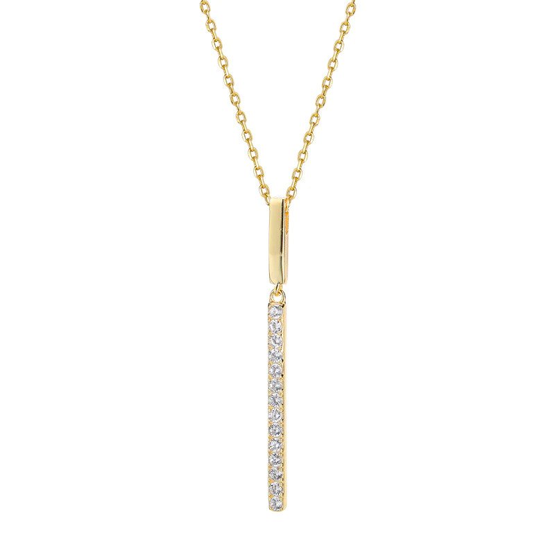 Mother's Day Gift Pavé Strip Pendant Necklace-Engravingift