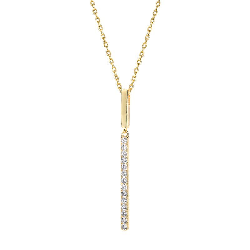 Mother's Day Gift Pavé Strip Pendant Necklace-Engravingift