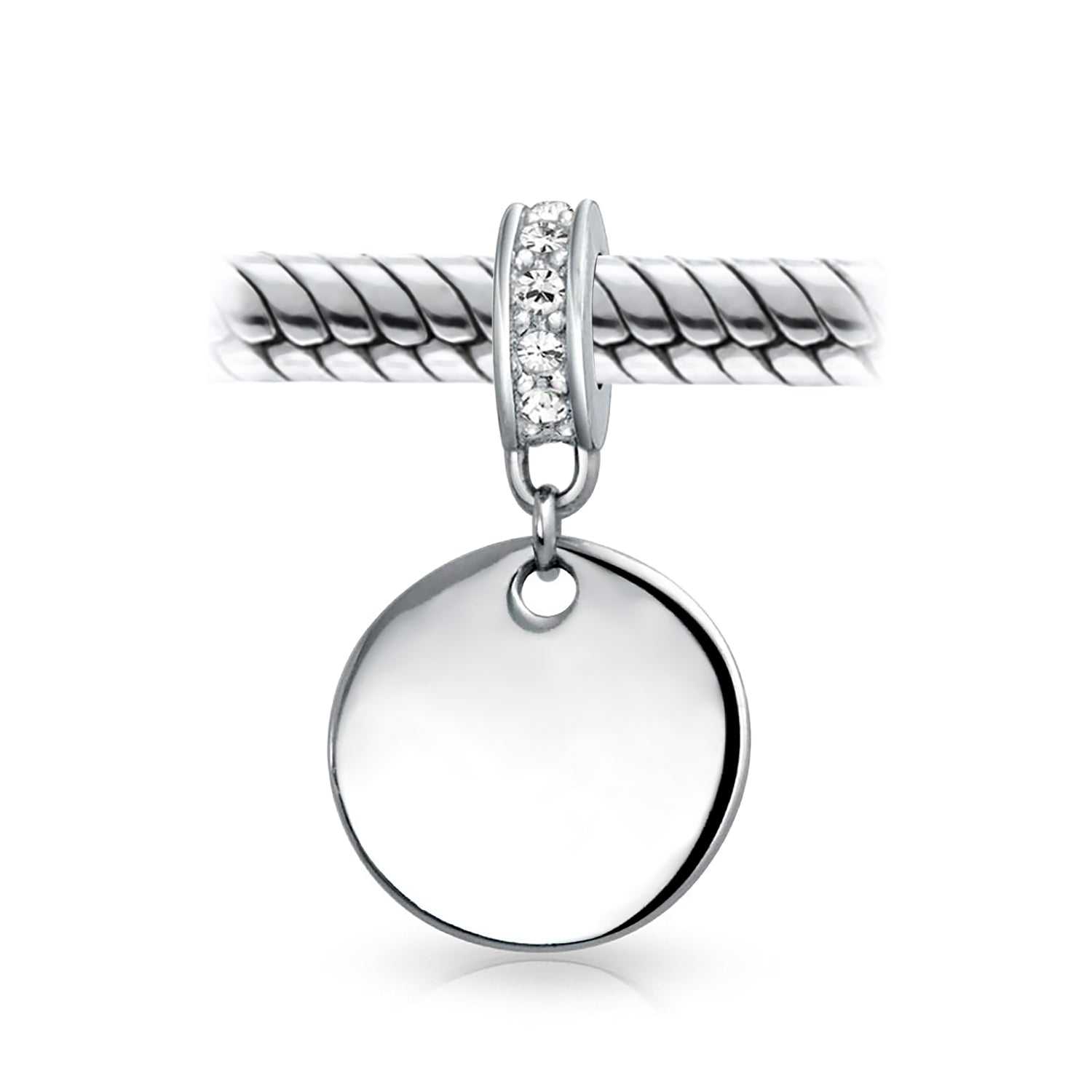 Mother's Day Gift Birthstones Initials Round Dangle Circle Charm Bead-Engravingift
