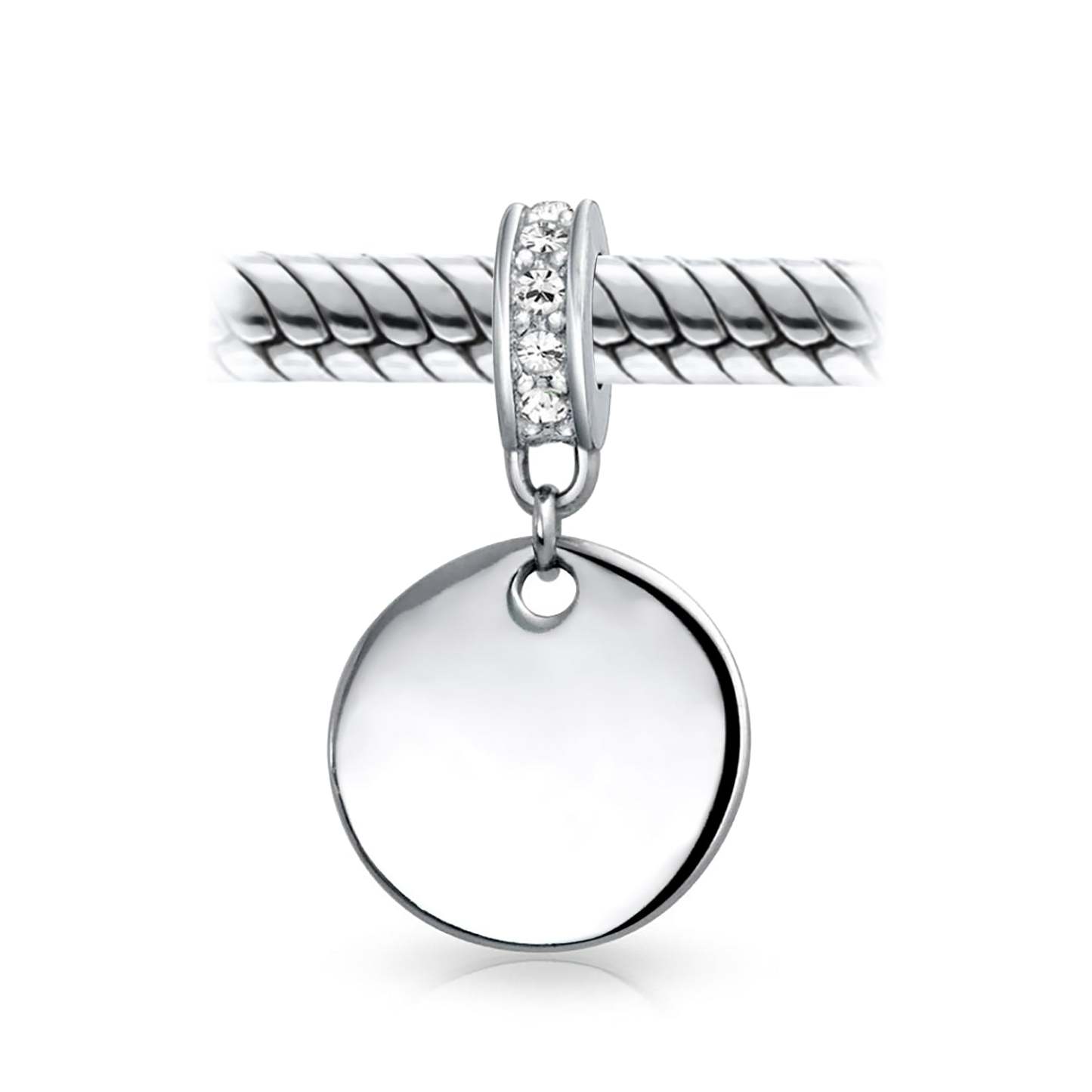 Mother's Day Gift Birthstones Initials Round Dangle Circle Charm Bead-Engravingift