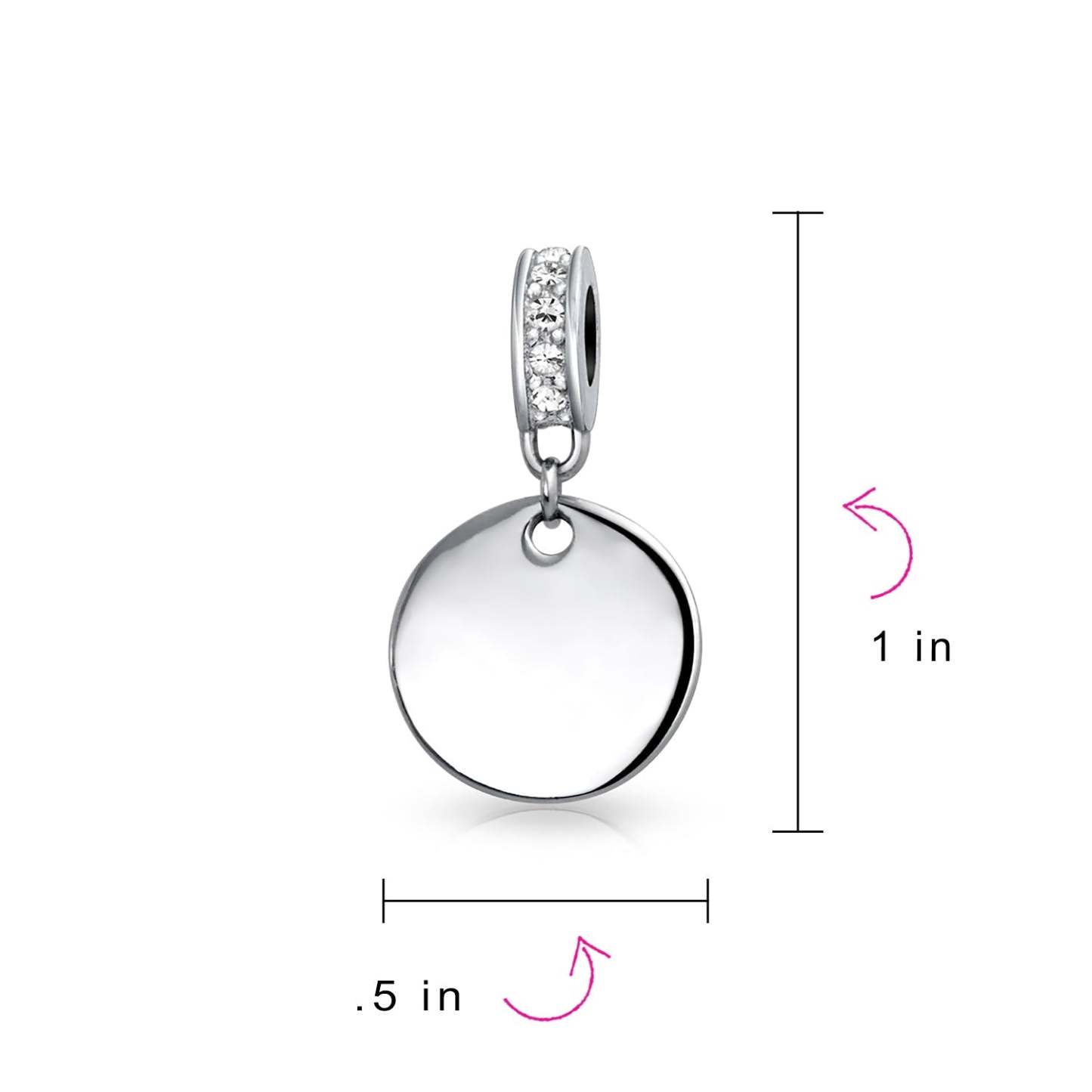 Mother's Day Gift Birthstones Initials Round Dangle Circle Charm Bead-Engravingift