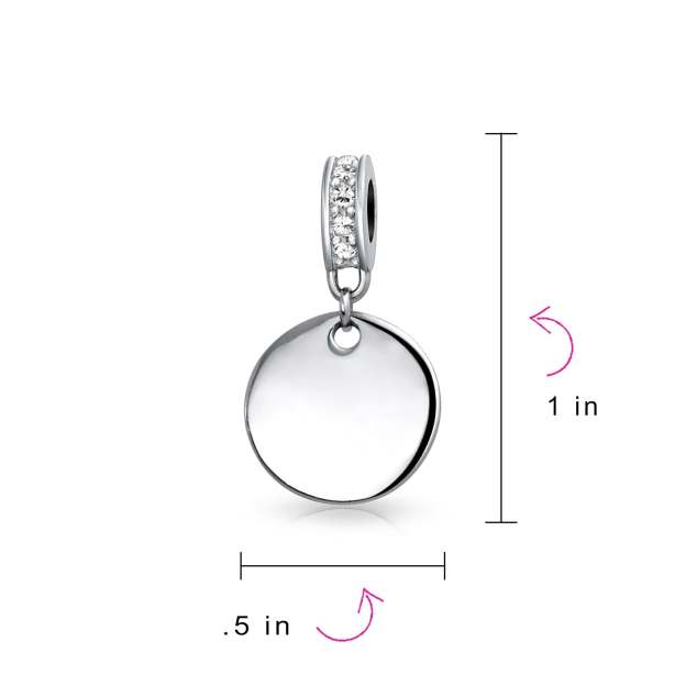 Mother's Day Gift Birthstones Initials Round Dangle Circle Charm Bead-Engravingift