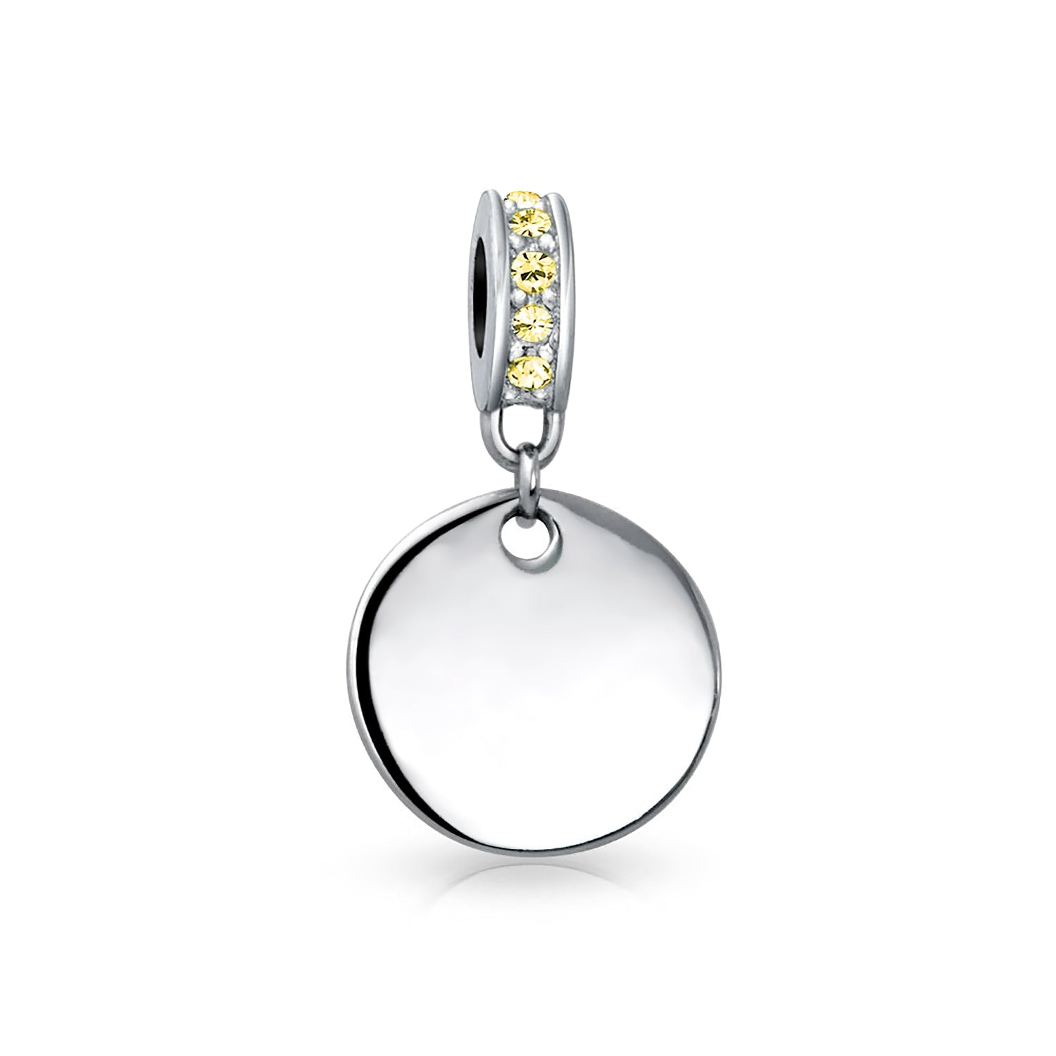 Mother's Day Gift Birthstones Initials Round Dangle Circle Charm Bead-Engravingift