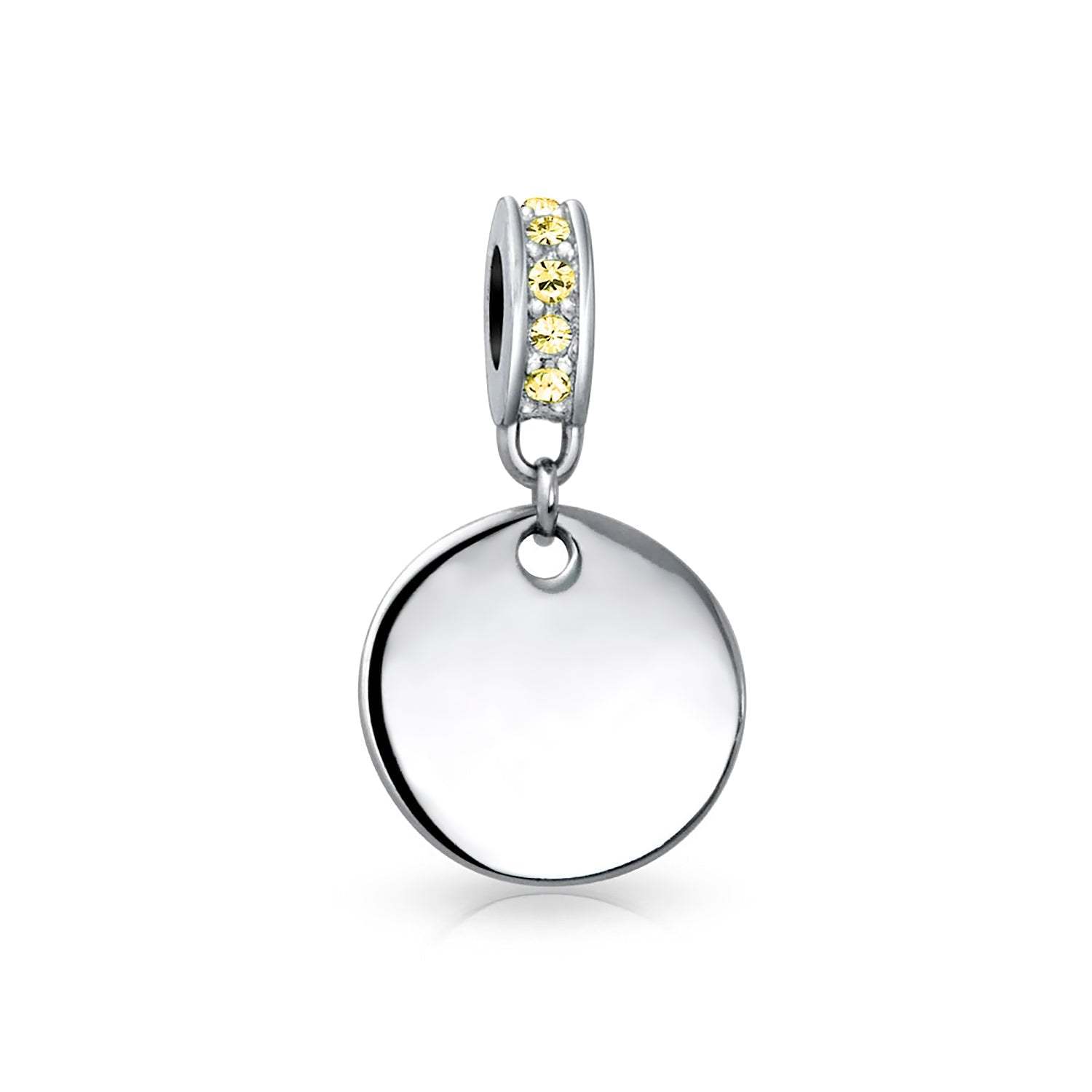 Mother's Day Gift Birthstones Initials Round Dangle Circle Charm Bead-Engravingift