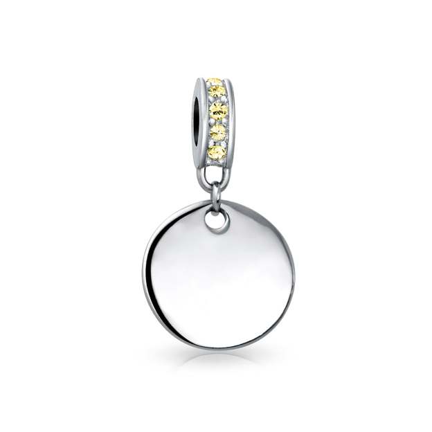 Mother's Day Gift Birthstones Initials Round Dangle Circle Charm Bead-Engravingift