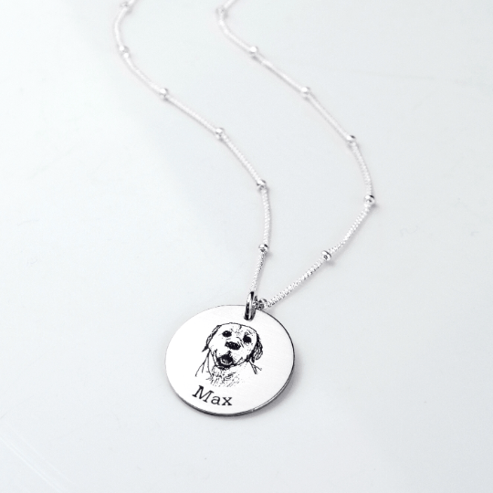 Personalized Actual Pet Portrait Necklace Silver / Classic Necklace MelodyNecklace