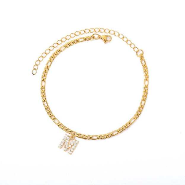 Personalized Initial Cuban Link Anklet M So Dashing