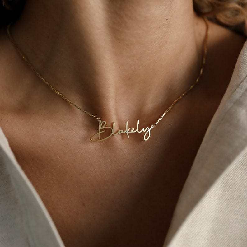 Personalized Name Necklace Minimalist Font Box Chain Necklace MelodyNecklace