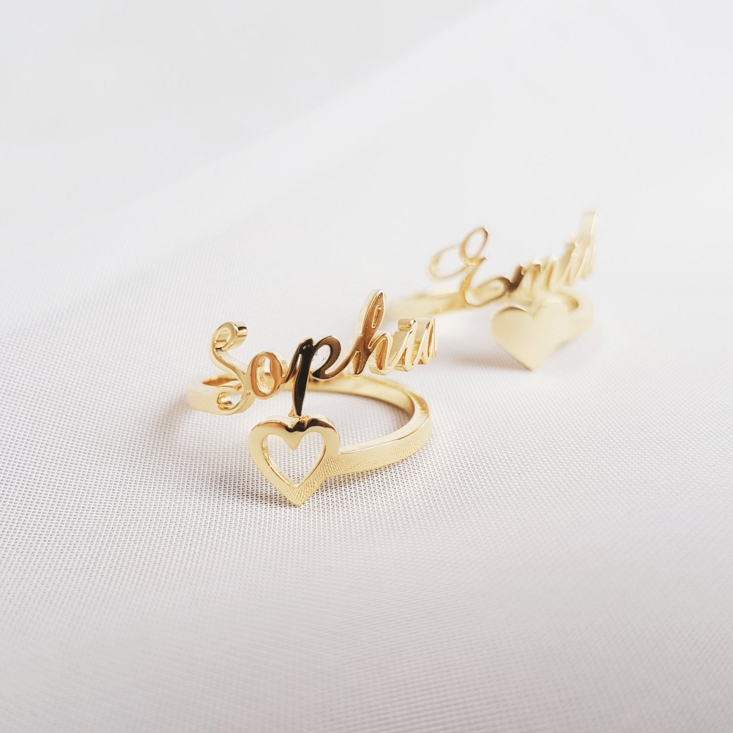 Personalized Name Ring With Heart Ring MelodyNecklace