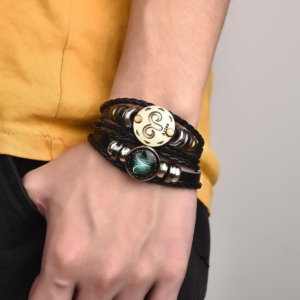 Mother's Day Gift Astrology Zodiac Braided Bracelet 2 Pack Horoscope Constellations (12 Designs) Luminous Glow In The Dark-Engravingift