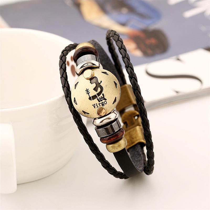 Mother's Day Gift Astrology Zodiac Braided Bracelet 2 Pack Horoscope Constellations (12 Designs) Luminous Glow In The Dark-Engravingift