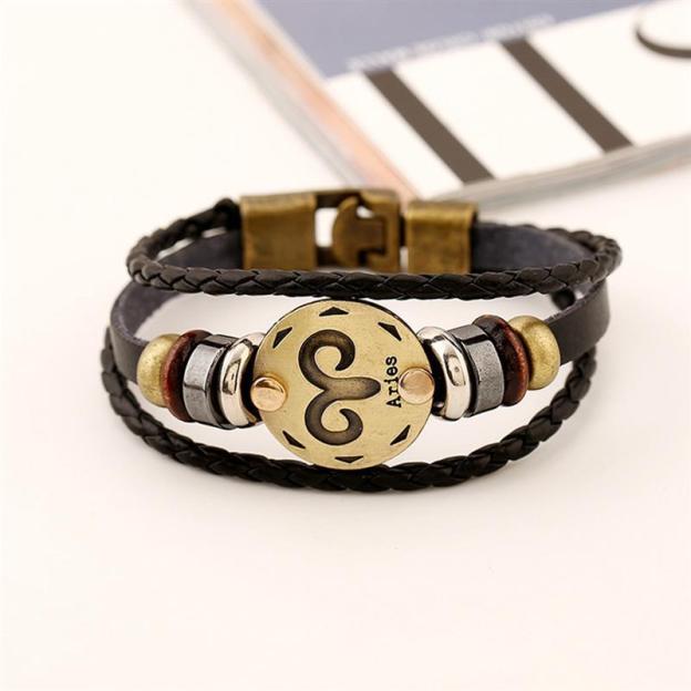 Mother's Day Gift Astrology Zodiac Braided Bracelet 2 Pack Horoscope Constellations (12 Designs) Luminous Glow In The Dark-Engravingift