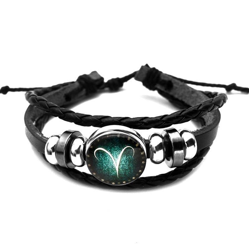 Mother's Day Gift Astrology Zodiac Braided Bracelet 2 Pack Horoscope Constellations (12 Designs) Luminous Glow In The Dark-Engravingift