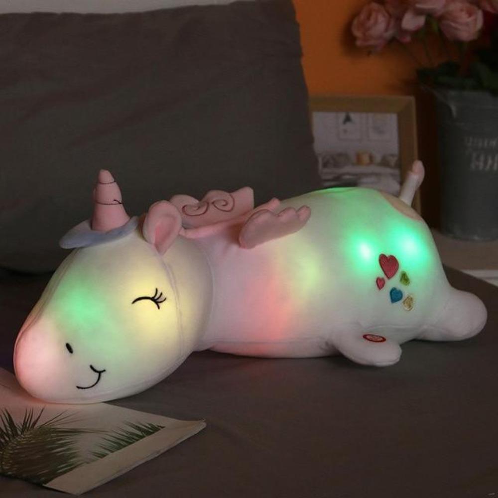 Christmas Gift Light Up Unicorn Pillow Plush 3D Stuffed Animal (3 Colo