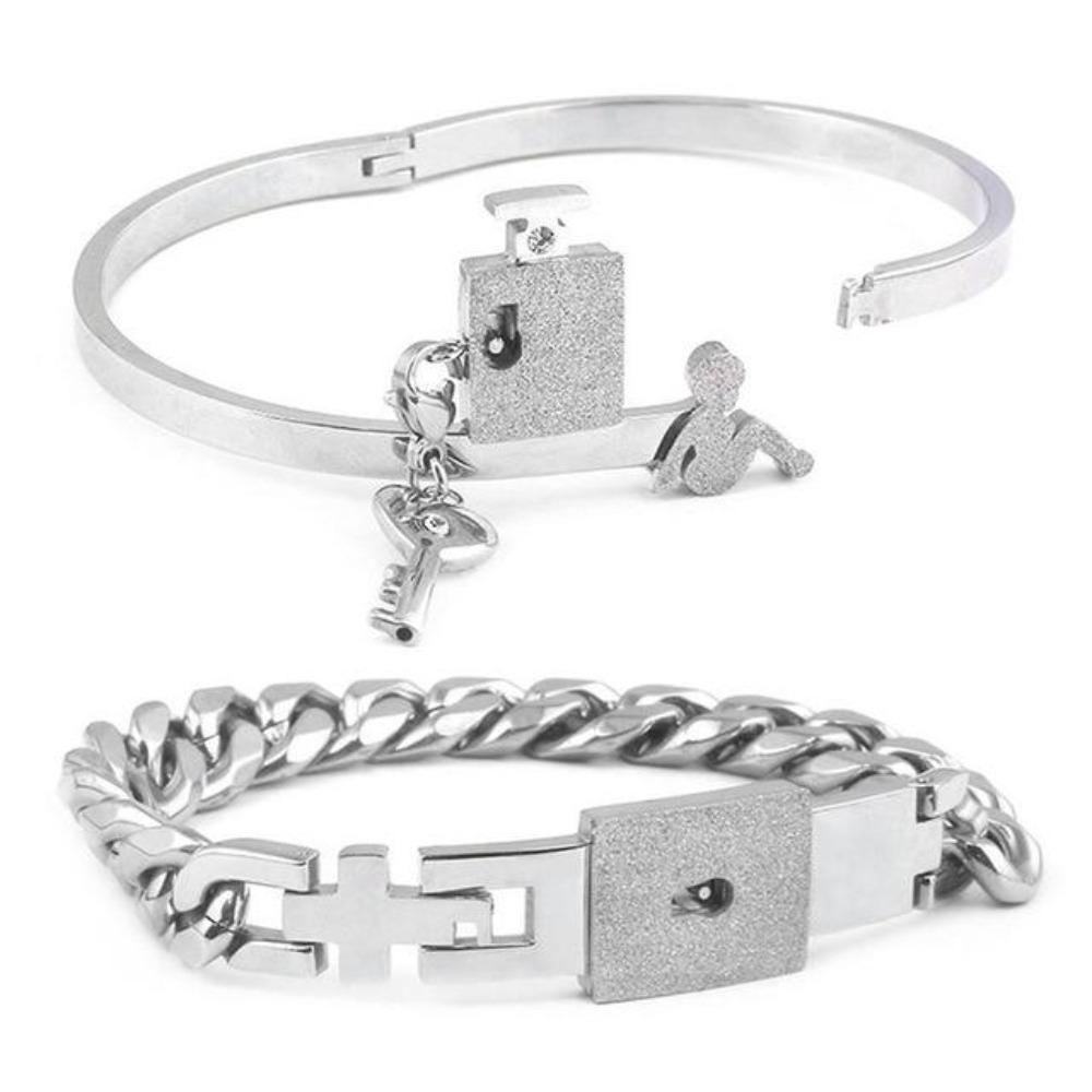 100 Language Heartbeat Key to My Heart Couple Necklace & Bracelet Lock and Key Set (16 Designs)