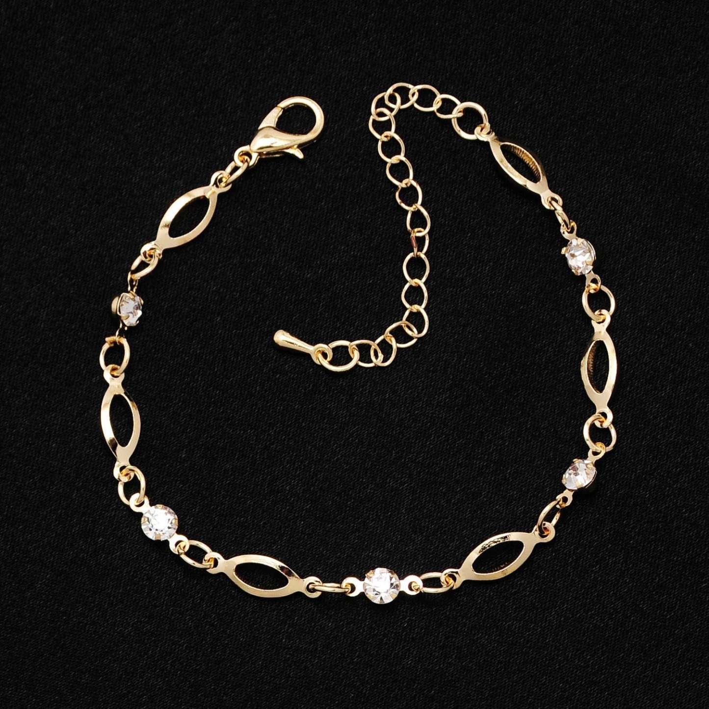 Mother's Day Gift Free shipping Chain Bracelet Gold Color Women Love Heart Link Bracelet Crystal Bracelets Bangles Valentine's Day Gift-Engravingift