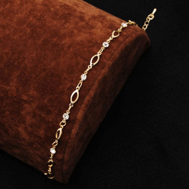 Mother's Day Gift Free shipping Chain Bracelet Gold Color Women Love Heart Link Bracelet Crystal Bracelets Bangles Valentine's Day Gift-Engravingift