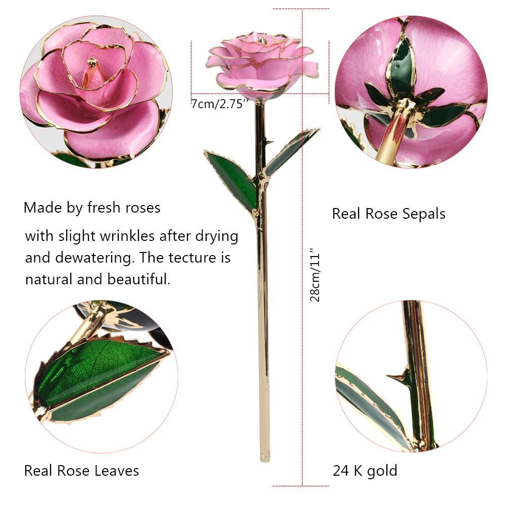 Christmas Gift Preserved 24k Gold Long Stem Immortal Rose (3 Styles) 20 Variants NEW Colors 2022