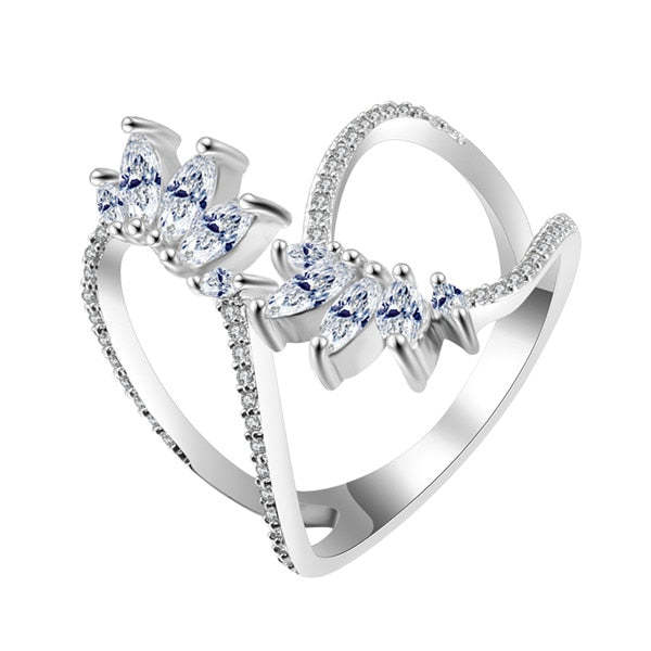 Mother's Day Gift New Fashion Morocco Design CZ Zirconia Crystal Open Rings For Women Kunckle Wedding Ring Jewelry Bijoux Birthday Gifts CRP2015-Engravingift