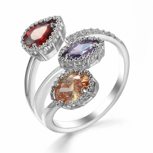 Mother's Day Gift New Fashion Morocco Design CZ Zirconia Crystal Open Rings For Women Kunckle Wedding Ring Jewelry Bijoux Birthday Gifts CRP2015-Engravingift