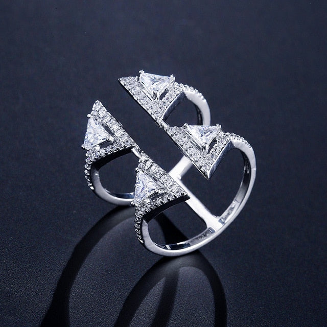 Mother's Day Gift New Fashion Morocco Design CZ Zirconia Crystal Open Rings For Women Kunckle Wedding Ring Jewelry Bijoux Birthday Gifts CRP2015-Engravingift