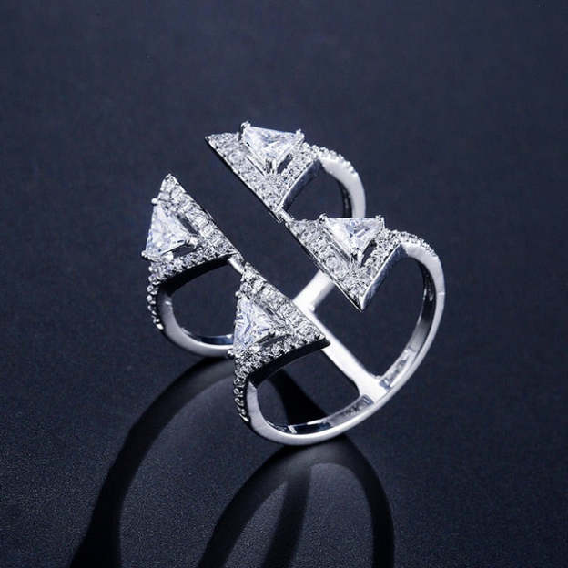 Mother's Day Gift New Fashion Morocco Design CZ Zirconia Crystal Open Rings For Women Kunckle Wedding Ring Jewelry Bijoux Birthday Gifts CRP2015-Engravingift