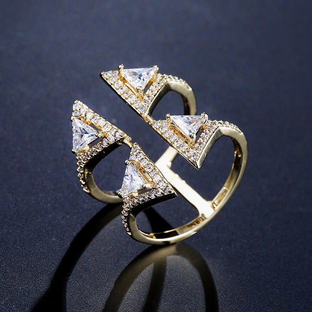 Mother's Day Gift New Fashion Morocco Design CZ Zirconia Crystal Open Rings For Women Kunckle Wedding Ring Jewelry Bijoux Birthday Gifts CRP2015-Engravingift