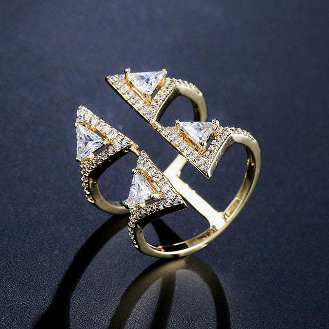 Mother's Day Gift New Fashion Morocco Design CZ Zirconia Crystal Open Rings For Women Kunckle Wedding Ring Jewelry Bijoux Birthday Gifts CRP2015-Engravingift