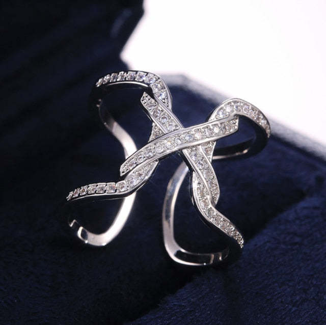 Mother's Day Gift New Fashion Morocco Design CZ Zirconia Crystal Open Rings For Women Kunckle Wedding Ring Jewelry Bijoux Birthday Gifts CRP2015-Engravingift