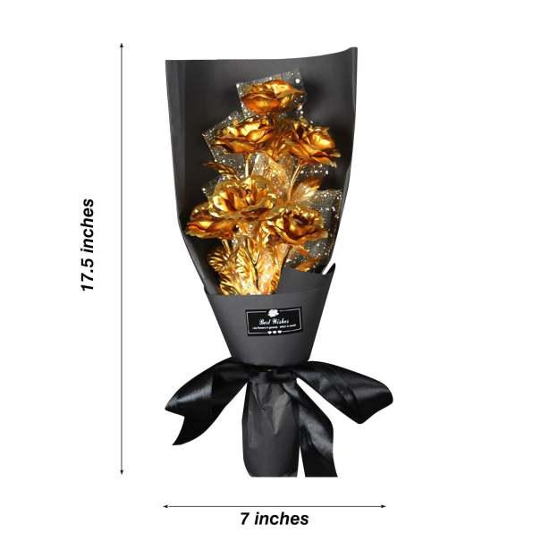 Christmas Gift 24k Galaxy Foil Rose Bouquet 6 Flower Arrangement (5 Colors) w/Gift Box