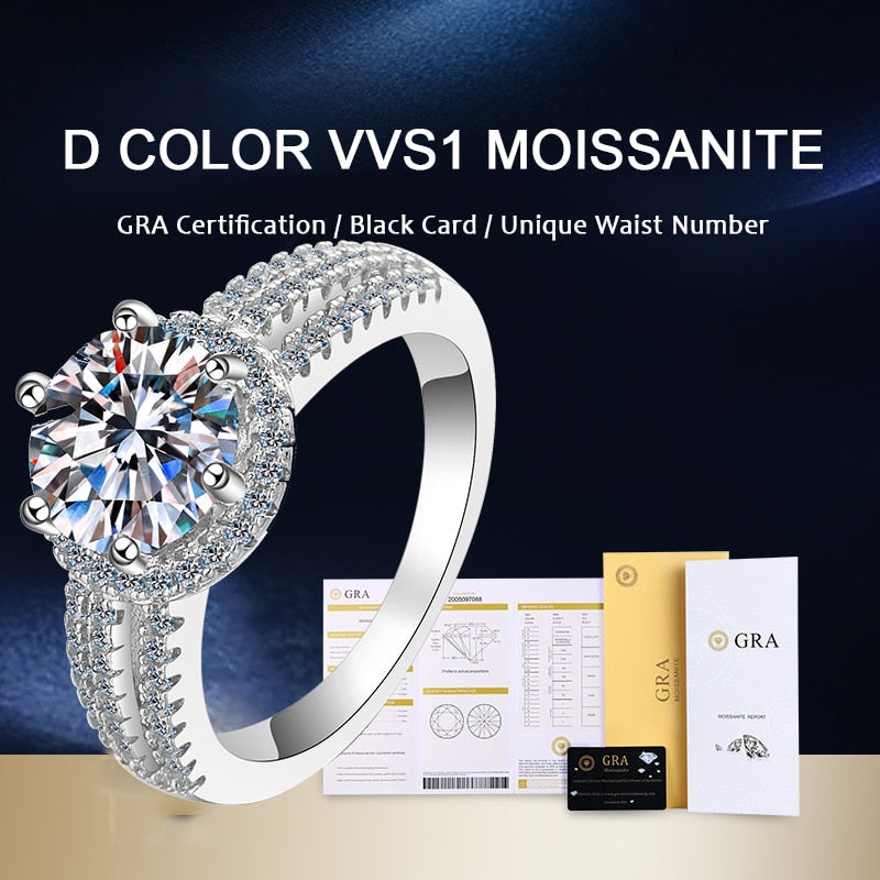 Luxury Moissanite VVS1 D Color Wedding Ring - 1013Bazaar