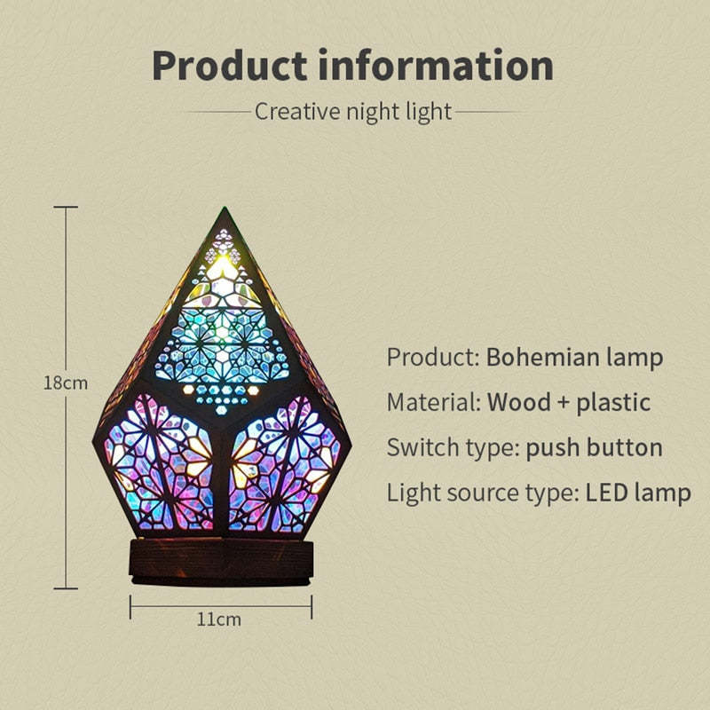 Christmas Gift Bohemian Projection Lamp Colorful Night Light