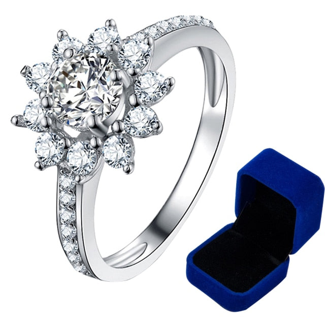 Luxury Moissanite VSS1 D Color Sun Flower Wedding Ring - 1013Bazaar