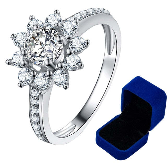 Luxury Moissanite VSS1 D Color Sun Flower Wedding Ring - 1013Bazaar
