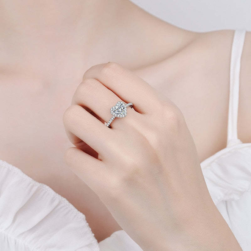 Luxury Moissanite Heart Bridal VVS1 D Color Wedding Ring - 1013Bazaar