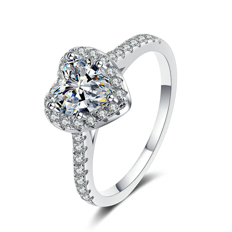 Luxury Moissanite Heart Bridal VVS1 D Color Wedding Ring - 1013Bazaar