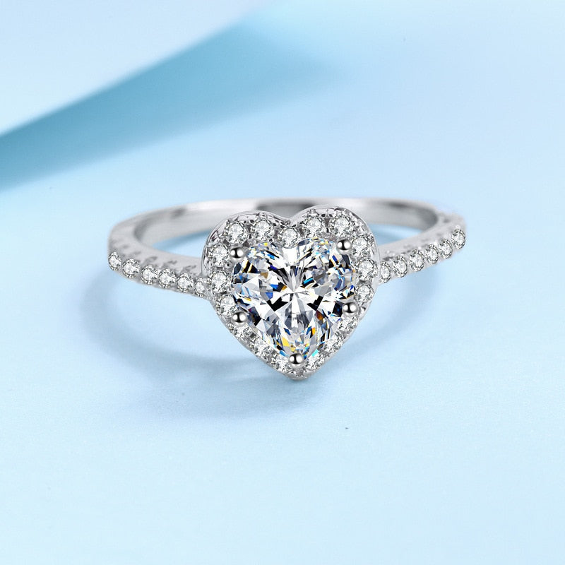 Luxury Moissanite Heart Bridal VVS1 D Color Wedding Ring - 1013Bazaar