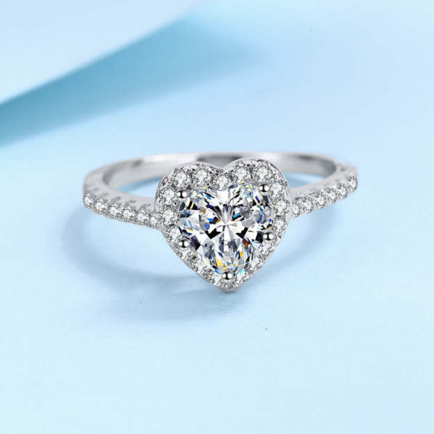 Luxury Moissanite Heart Bridal VVS1 D Color Wedding Ring - 1013Bazaar