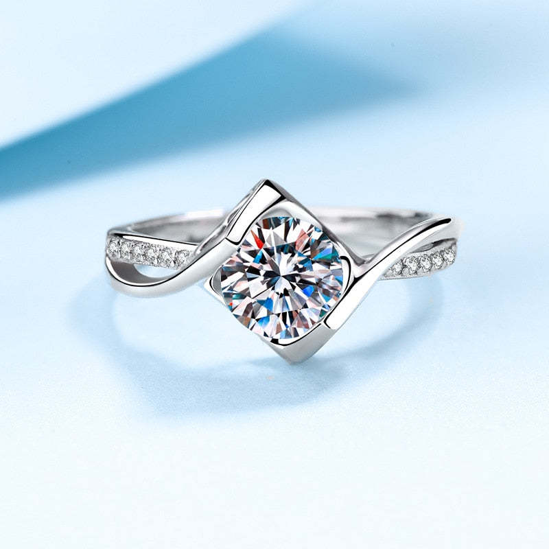 Moissanite Heart Channel VVS1 D Color Wedding Ring - 1013Bazaar