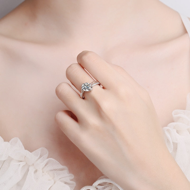 Moissanite Heart Channel VVS1 D Color Wedding Ring - 1013Bazaar