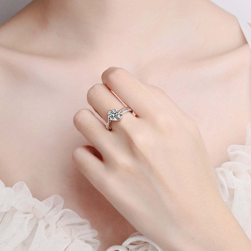 Moissanite Heart Channel VVS1 D Color Wedding Ring - 1013Bazaar