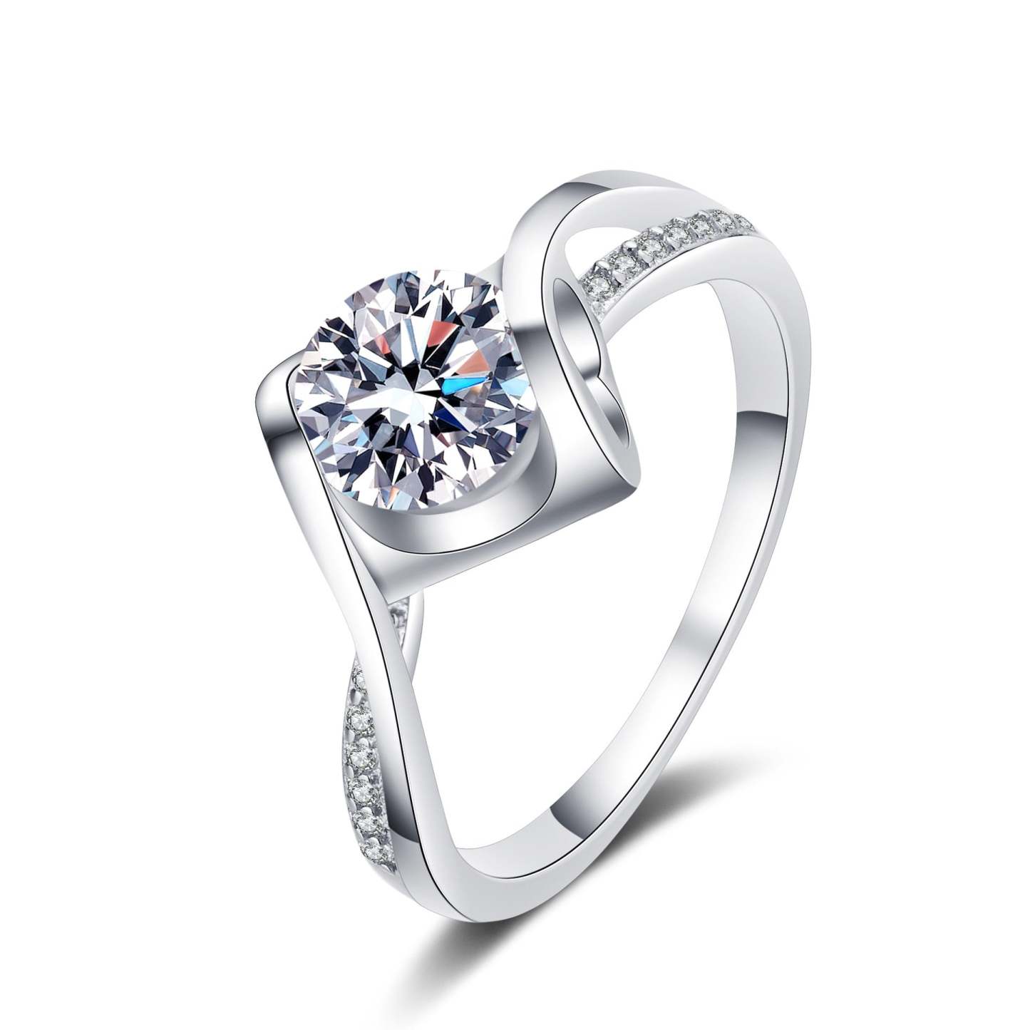 Moissanite Heart Channel VVS1 D Color Wedding Ring - 1013Bazaar