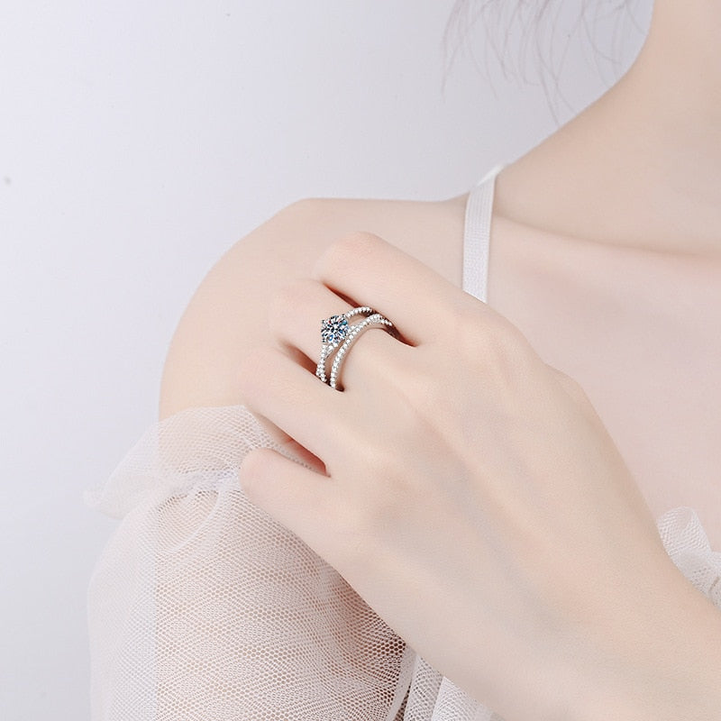 Moissanite Petite Twisted Vine VVS1 D Color Wedding Ring - 1013Bazaar