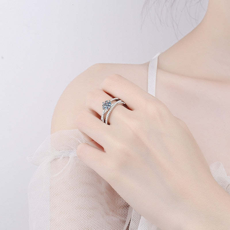 Moissanite Petite Twisted Vine VVS1 D Color Wedding Ring - 1013Bazaar